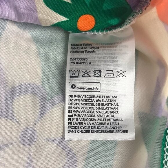 Nwt - H&m Knot-Detail Crop Top. Floral Print In Green/Orange Color. Size: M. - Picture 5 of 10